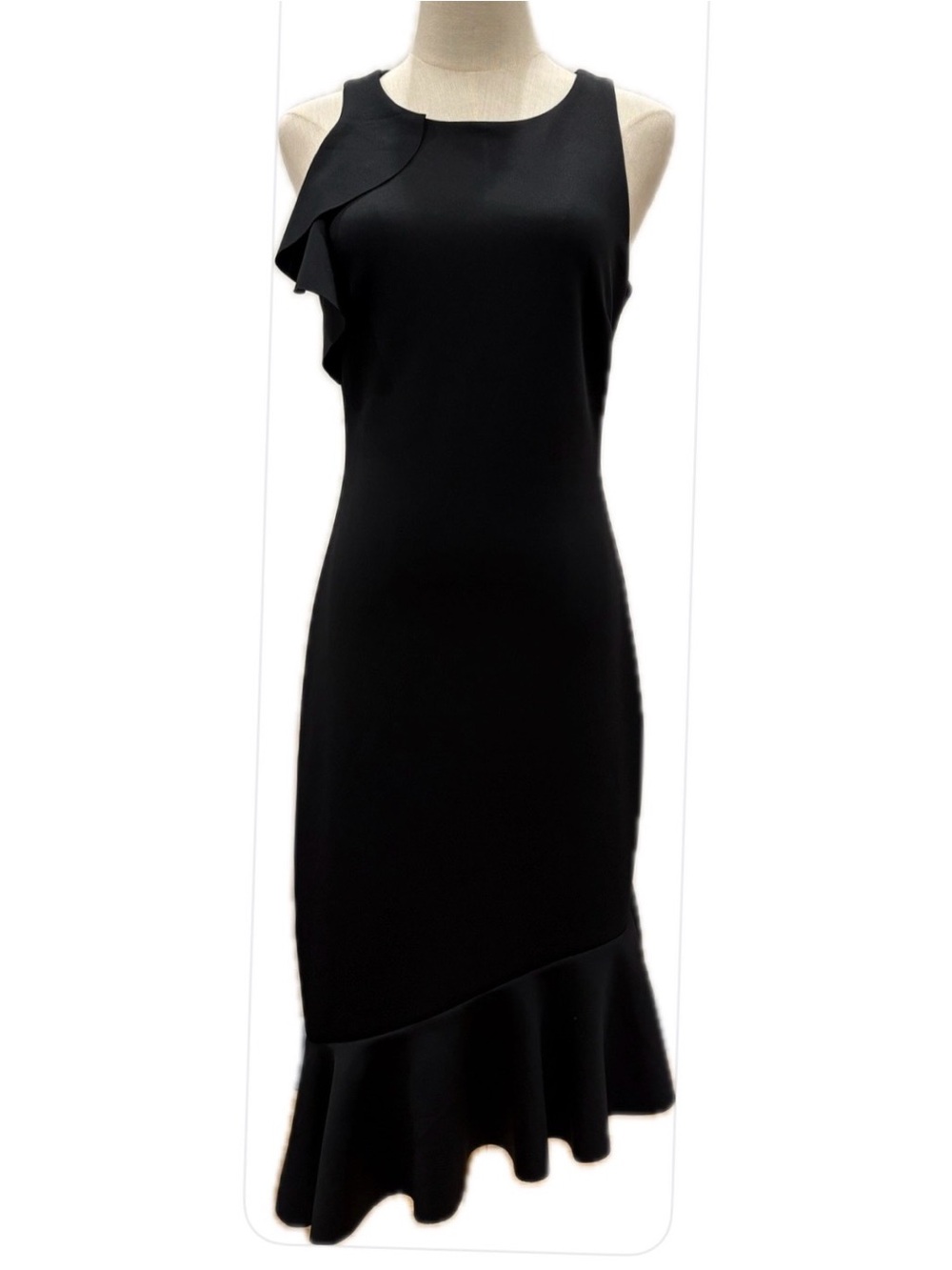 Banana Republic NWOT Black Asymmetric Ruffle Hem Sleeveless Dress 4